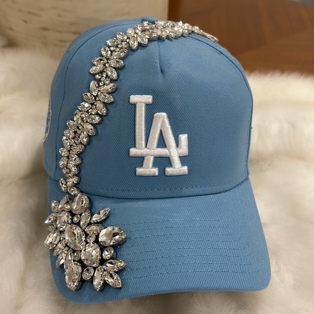 Blue LA Cap with Rhinestone Embellishment